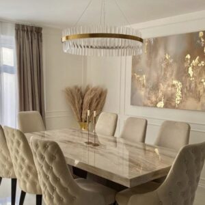 Aurora Dining Table Set - Modern Silhouette with Polished Wood Finish