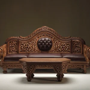Majestic Palace Sofa Set - Ornate Carvings in Premium Teak