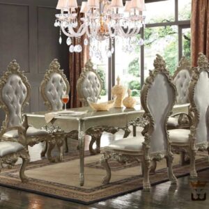Majestic Teak Dining Table Set - Fully Hand-Carved with Royal Detailing