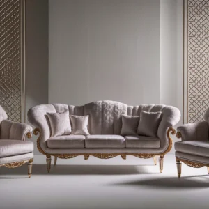 Renaissance Sofa Set - Refined Artistry in Solid Wood